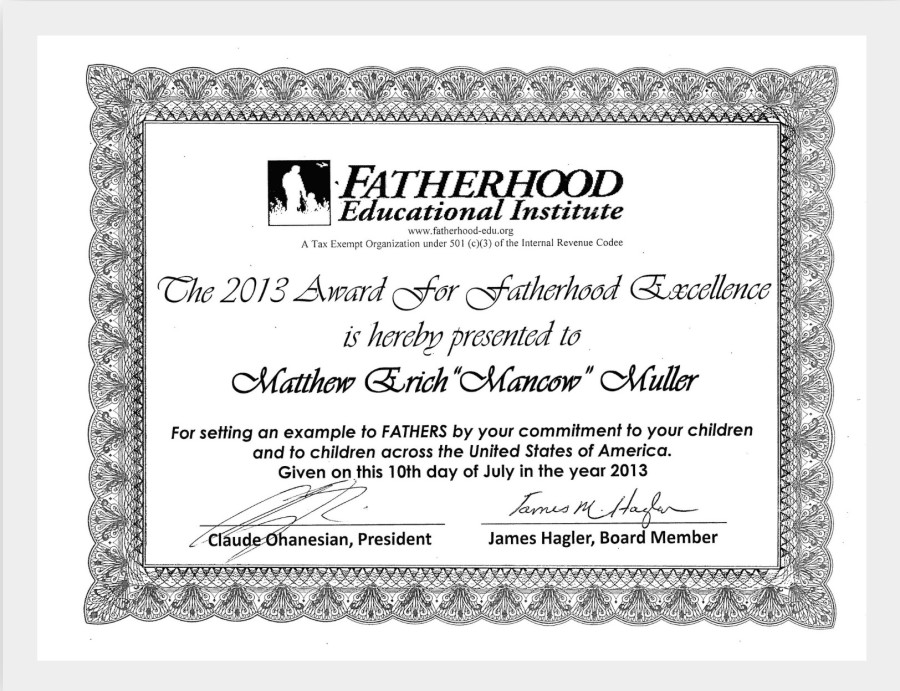 Chicago TV Personality "Mancow" Honored with 2013 Fatherhood Excellence Award